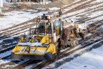 A piece of MOW equipment is seen at the west end of East Deerfield Yard 